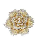 18k Zwei Ton Gold Groß Blume Brosche W / 4.15 Karat Diamanten Atemberaubend - $12,148.81 CAD