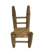 Vintage Handmade Wood Wicker Basket Weave Doll Chair Folk Art 6&quot; x 11 3/4&quot; - $28.50