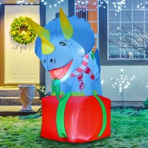 5 FT Christmas Inflatables Outdoor Decorations Blow Up Dinosaur Inflatable with  - £55.59 GBP