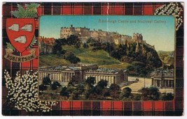 United Kingdom UK Postcard Edinburgh Castle &amp; National Gallery Robertson Tartan - £1.52 GBP