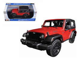 2014 Jeep Wrangler Willys Red 1/18 Diecast Model Car by Maisto  - £48.19 GBP