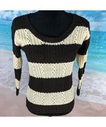 l.e.i.: Brown &amp; Off White Striped Sweater - Jr. medium - $18.73 CAD