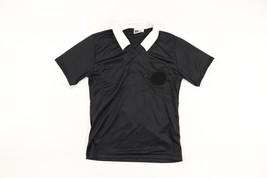 NOS Vintage 90s Mens Small Blank Short Sleeve Ref Referee Soccer Jersey Black - £23.64 GBP