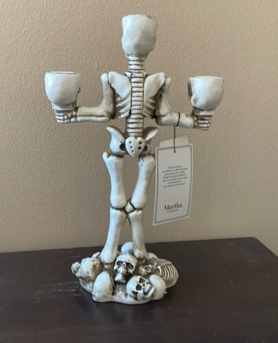 Martha Stewart Halloween Skull Gothic Candelabra Taper Candle Holder New Item image 4