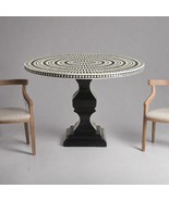 Gorgeous Bone inlay Dining table top with black carved wooden stand - $27,272.12 MXN+