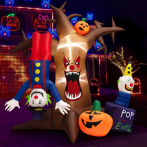 Halloween Inflatable Tree Spooky Dead Tree with Pop-Up Clowns 8-FT Giant Blow-Up - £69.90 GBP