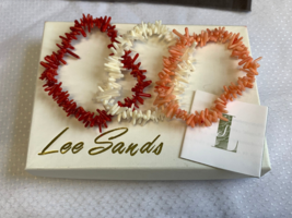 Lee Sands Coral Branch Stretch Bracelets Fashion Costume Jewelry Red Pea... - $39.95