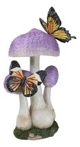 Enchanted Fairy Garden Purple Toadstool Mushrooms Monarch Butterflies Fi... - $39.99