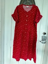 J Jill  Worn once red  front buttons rayon Dress Size L - $48.51