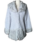 Womens Slonl Gray Faux Fur Textured Faux Fur Coat Shawl Collar Size M - $34.64
