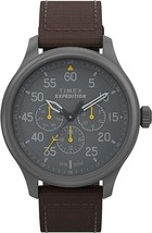 Timex Men&#39;s Expedition Field 43mm Watch - Brown Strap Black Dial Gunmeta... - $1,457.53 MXN