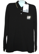 Love Moschino Black Men&#39;s Half Button Cotton Sweater Shirt Polo Size 2XL - £110.08 GBP