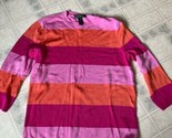 Lauren Ralph Lauren Sweater Sz Medium Colorblock Pink Orange Stripe 3/4 ... - $25.96