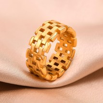 Chic Women Chain Ring,GolStainless Steel Watchband Wedding Bands, Minimalist Lad - £11.43 GBP