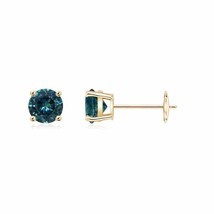 Teal Montana Sapphire Solitaire Stud Earrings in 14K Gold (AAA, 5MM) - £1,077.61 GBP