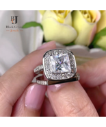 3 Ct Princess Cut Vintage 2 Pcs Bridal Created Diamond Engagement Ring S... - £110.15 GBP