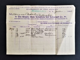 1905 antique EMPIRE STATE TELEPHONE TELEGRAPH Receipt weedsport ny Platt... - £33.27 GBP
