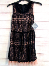 BeBop Medium Black Lace Dress Sleeveless Tank Lined Velvet Bow Waist - $18.99