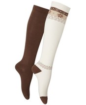 HUE Womens Blocked Fair Isle Knee Socks 1 Pair Color Ivory Size One Size - $13.35