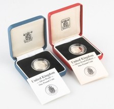 1988 Grande-Bretagne Argent 1 Livre Lot (2) Preuve &amp; Piefort W / COA Boîte - $115.69
