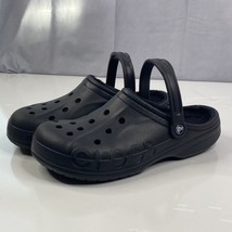 Crocs Men&#39;s Dual Comfort Faux Fur Lined Clogs Slides Sandals Black Size 11 - £15.74 GBP