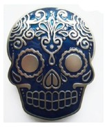 Blue Sugar Skull Belt Buckle Metal BU236 - $10.95