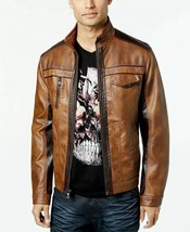 Nueva chaqueta marrón hecha a mano de cuero genuino de piel de cordero p... - $2,364.01 MXN+