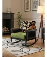 interoknack Vintage Solid Wood Rocking Chair  Designer Black/Floral Jac... - $22,163.11 MXN