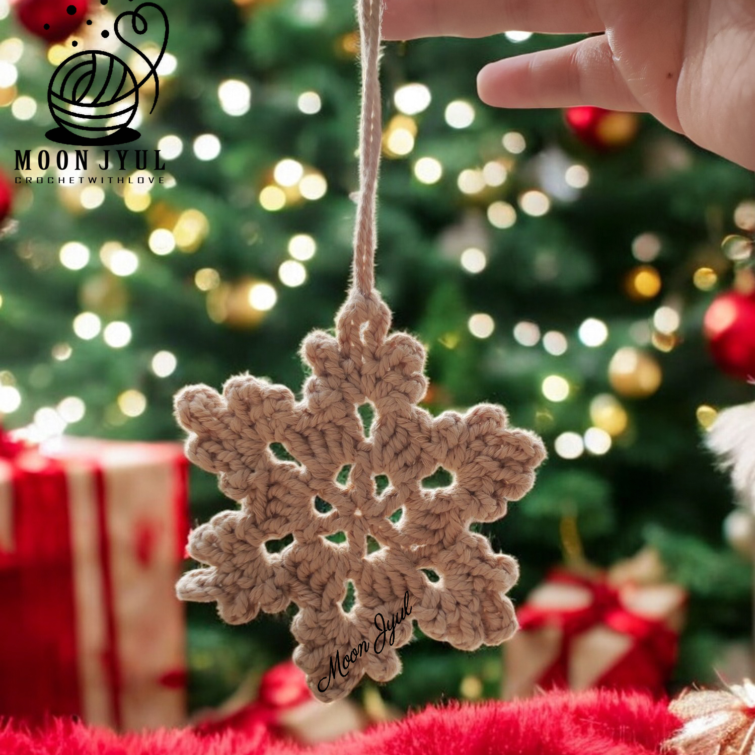 Christmas Snowflake Shape Ornaments, Handmade macrame ornaments, Christmas Decor Item image 2