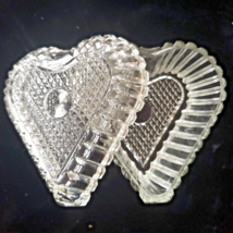 Clear Glass Heart Shaped Trinket Box with Lid Valentines Jewelry Gift Ri... - $8.90