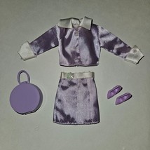 VTG Barbie Fashion Avenue Boutique Purple White Top Skirt Bag Heels Shoe... - $14.80