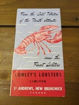 Vintage Conleys Lobsters Limited St Andrew&#39;s New Brunswick Canada Brochure - $115.19 CAD