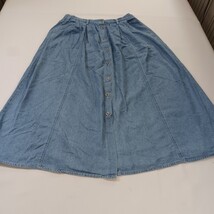 Capacity RN#82127 Blue Front Button Cotton Pleated Skirt Pockets Size Medium image 12