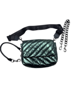 Think Royln Flap Crossbody Bag Diagonal Quilted Emerald Convertible Purs... - $58.10 CAD