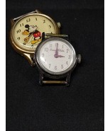 Vintage Mickey Mouse &amp; Snow White Watch Watches WALT DISNEY parts or repair - $11.29
