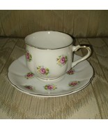 Extra Touch FTD China Teacup &amp; Saucer Pink Roses Gold Rim Made In Japan - £7.75 GBP
