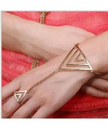 Sexy Fashion Women Triangle Charm Slave Ring Chain Harness Bracelet Punk... - $266.17 MXN