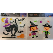 Holiday Living Gel Window Clings Halloween Black Cat Witch Kids Ghost Two Pack - £8.03 GBP