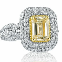 GIA Certificato 3.26 KT Smeraldo Cut Diamond Engagement Anello 14k Oro Bianco - £5,978.91 GBP