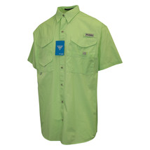 Columbia Men&#39;s Woven Shirt PFG Bright Green Bonehead S/S (372) - £20.89 GBP