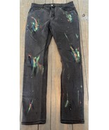 Serenede Black Paint Splatter Mens Denim Jeans 36X32 (measures 34x32) - $67.90 CAD