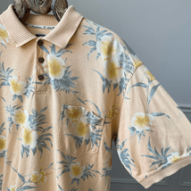 Vintage Tommy Bahama Tropical Hibiscus Flower Polo Golf Shirt Cotton L - $28.80