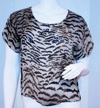 Central Park West Animal Print Leopard Short Cropped Top Shirt 100% Silk $140 - £101.18 GBP