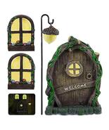 Fairy Door Windows Set Miniature Luminous Gnome Door Set Tree Decorations - £23.41 GBP