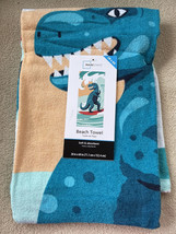 Dinosaur Surfing Beach Pool Bath Towel measures 28 x 60 inches 100% Cotton NWT - £7.33 GBP