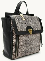 R Fossil Amelia White Cheetah Black Leather Backpack Shoulder Bag ZB7856504 $298 - £123.40 GBP