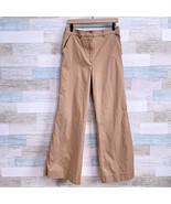 Kate Spade Wide Leg Canvas Utility Pants Tan Cotton Stretch Casual Women... - $98.99