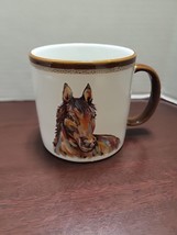 Farm HORSE Coffee Tea Mug Cup 19 Oz  Stoneware White Colorful Art By Mai... - £8.94 GBP
