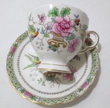 Royal Tuscan Pedestal Cup &amp; Saucer - Floral and Birds - England - £15.98 GBP