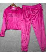 Juicy Couture Pink Velour Hoodie Jogger Set Womens XL Sleepwear Lounge - $30.38